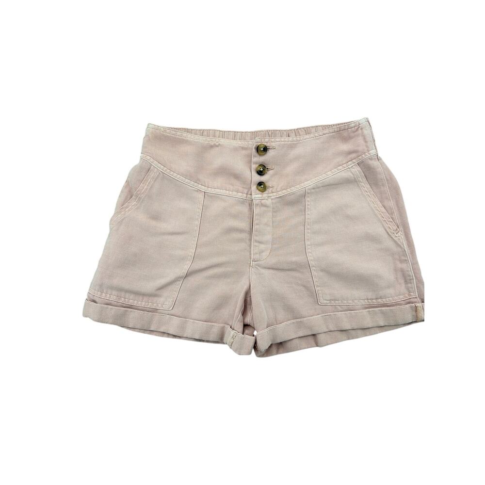 Aerie Dusty Pink Linen Blend Shorts High Rise Button Front Casual Summer Size S